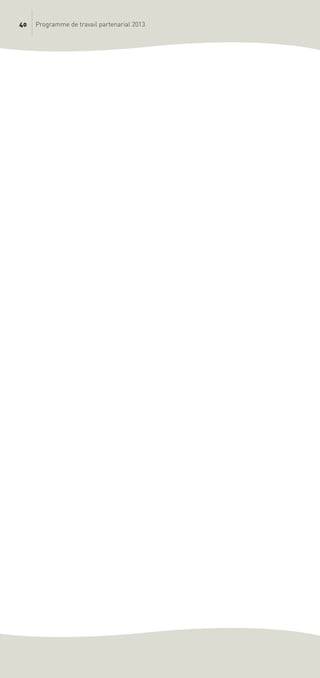 40 Programme de travail partenarial 2013
prog_travail_2013_print:rapport_activite_2013 19/12/2012 16:37 Page 40
 