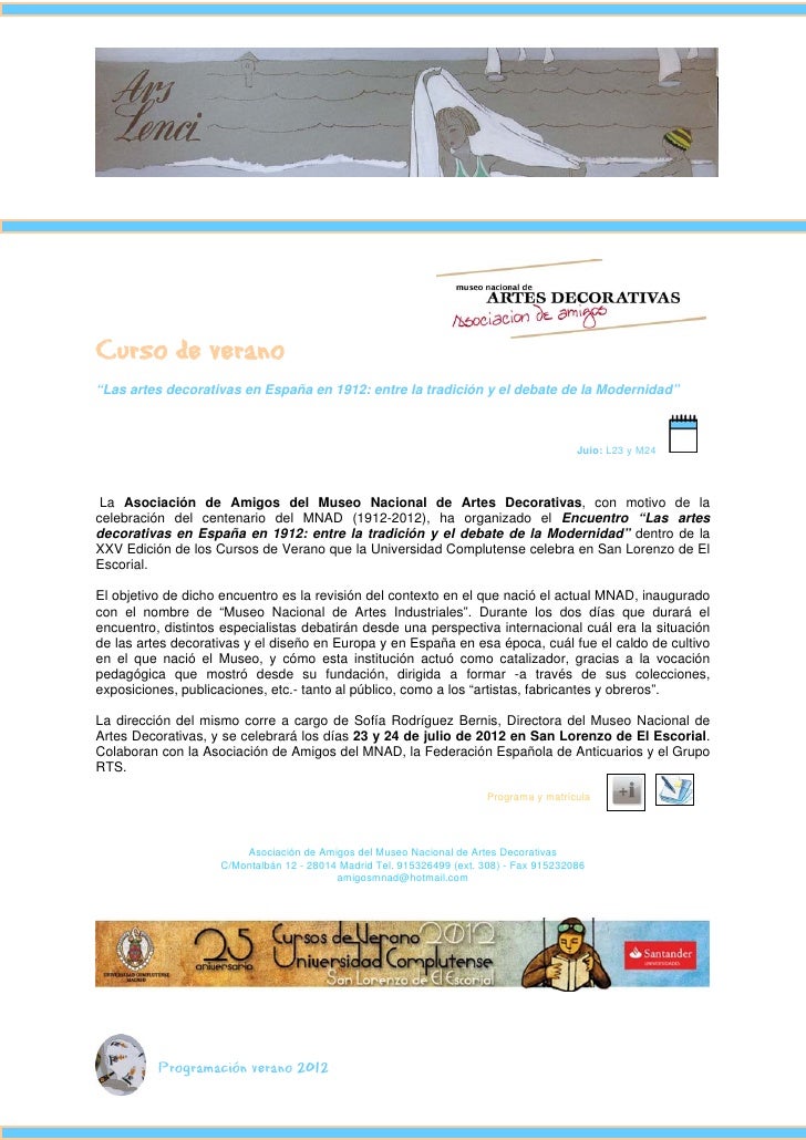 Curso Museo Artes Decorativas Complutense Curso Museo Artes Decorativas Complutense