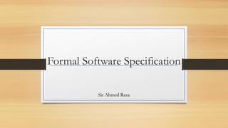 Formal Software Specification part 1