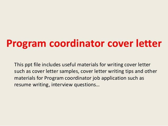 program coordinator cover letters