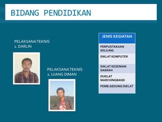 BIDANG PENDIDIKANPELAKSANA TEKNIS1. DARLINPELAKSANA TEKNIS2. UJANG DIMAN