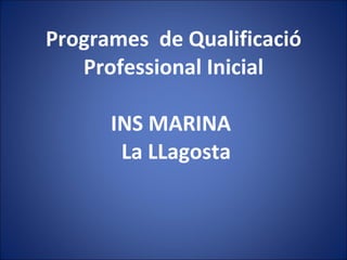 Programes  de Qualificació Professional Inicial INS MARINA   La LLagosta 