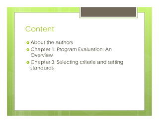 Program evaluation 20121016 | PDF