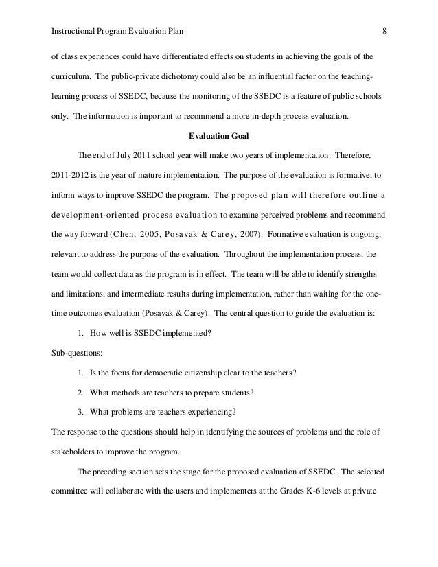 Program Evaluation Plan