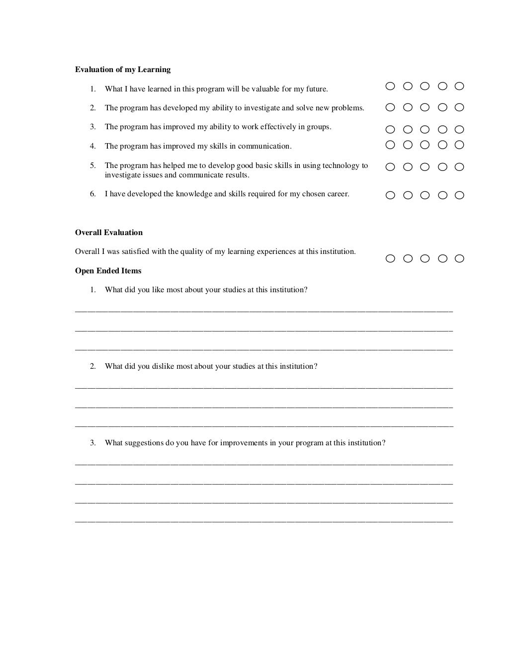Program evaluation survey