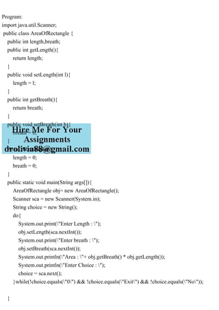 Programimport java.util.Scanner; public class AreaOfRectangle {.pdf