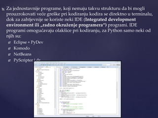 Uvod u programiranje i programski jezik Python | PPTX