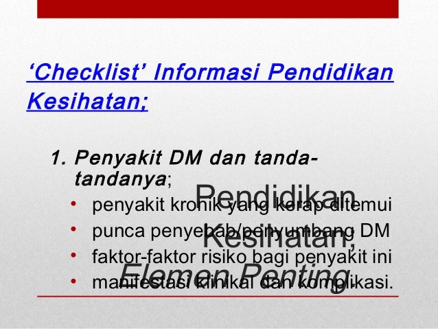 PROGRAM KAWALAN PENYAKIT DIABETES PROGRAM KAWALAN PENYAKIT DIABETES