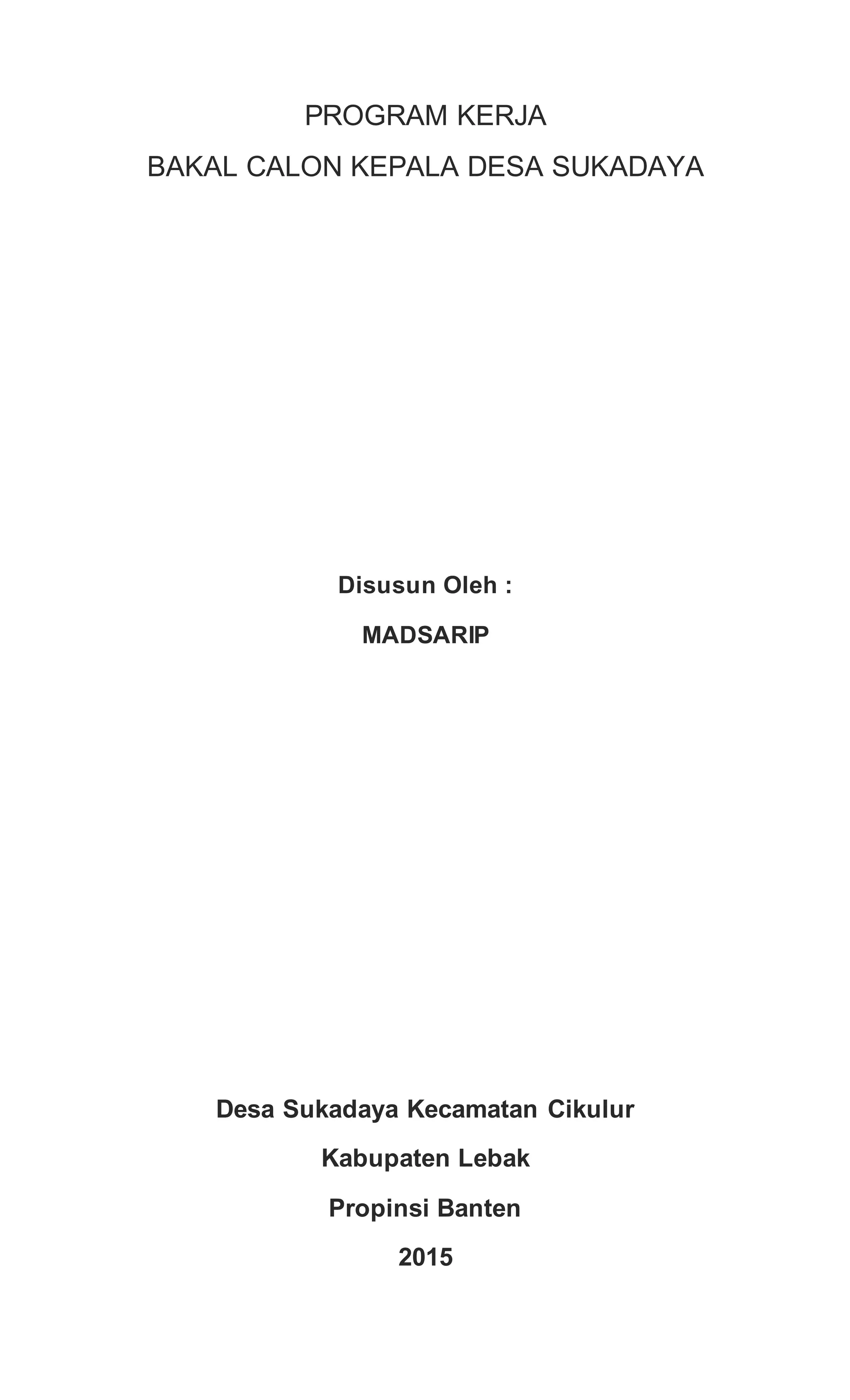 Program kerja kata pengantar | PDF