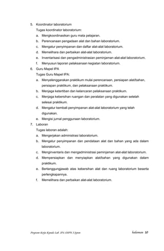 Program kerja kepala lab ipa smp