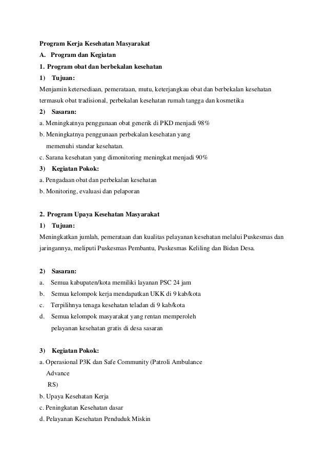 Program Kerja Kesehatan Masyarakat