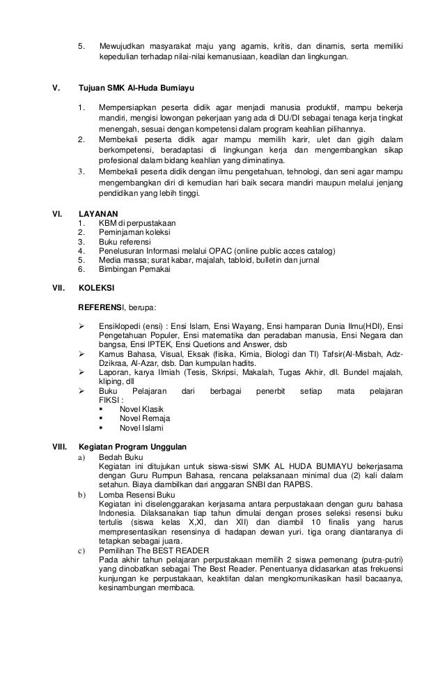 Contoh Program Kerja Perpustakaan Sekolah Smp  greenwayunique