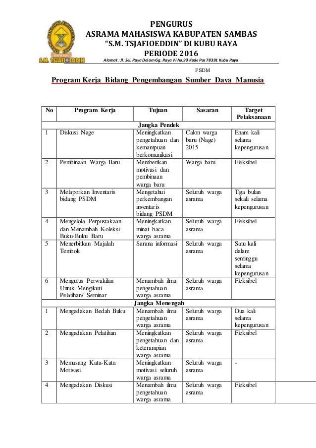 Program Kerja Psdm