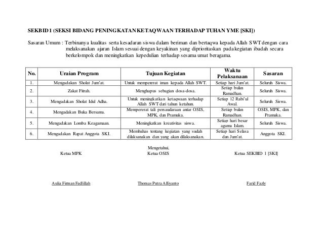 Contoh Program Kegiatan Keagamaan Di Sekolah Doc – Berbagai Contoh