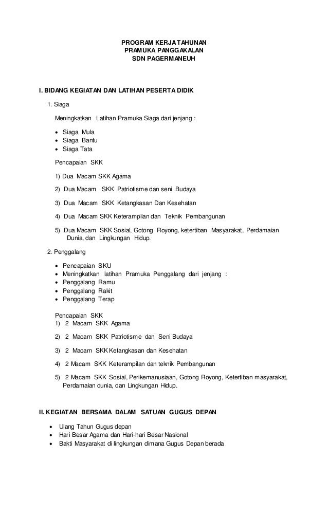 Program Kerja Tahunan Pramuka