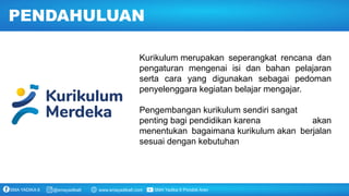 Kurikulum merupakan seperangkat rencana dan
pengaturan mengenai isi dan bahan pelajaran
serta cara yang digunakan sebagai pedoman
penyelenggara kegiatan belajar mengajar.
Pengembangan kurikulum sendiri sangat
penting bagi pendidikan karena akan
menentukan bagaimana kurikulum akan berjalan
sesuai dengan kebutuhan
PENDAHULUAN
 
