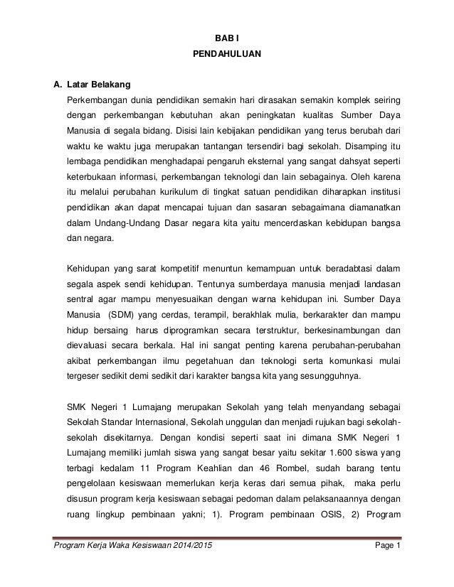 Program Kerja Wakasek Kesiswaan