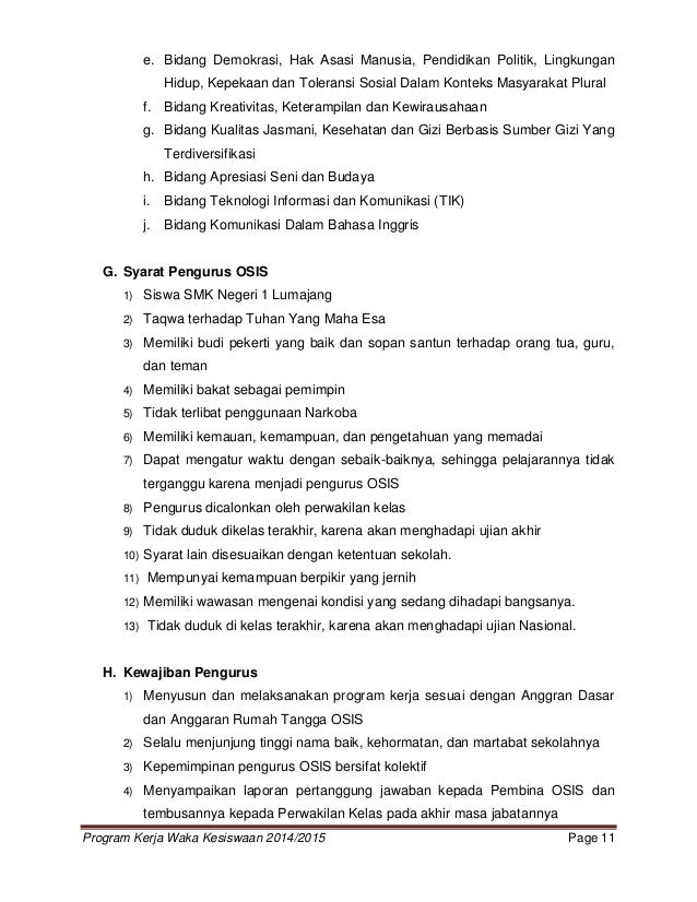 Program kerja wakasek kesiswaan