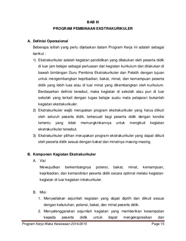 Program Kerja Wakasek Kesiswaan