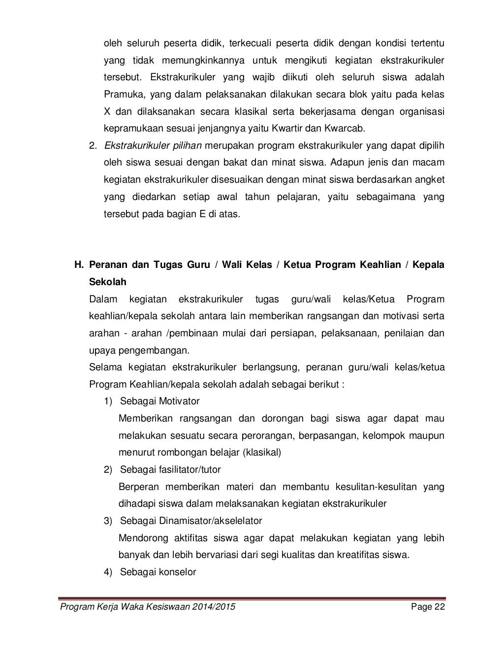 Program kerja wakasek kesiswaan