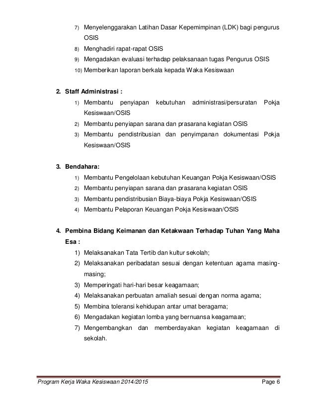 Program kerja wakasek kesiswaan