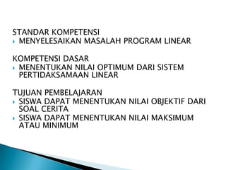 Program Linear Nilai Optimum Pptx