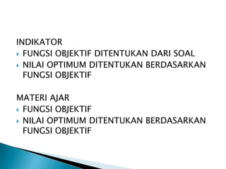 Program linear nilai optimum | PPTX