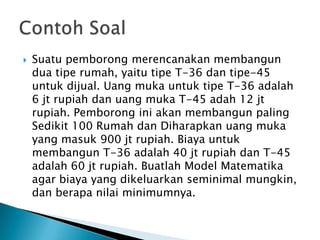 Program linear nilai optimum | PPTX