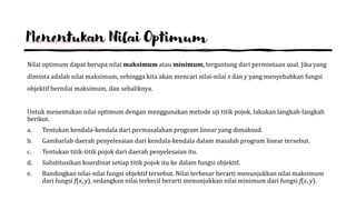 Program Linear - Nilai Optimum | PPTX