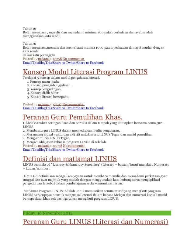 Cadangan Penambahbaikan Program Linus Tahap