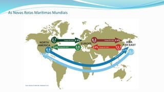 As Novas Rotas Marítimas Mundiais
Fonte: REVIEW OF MARITIME TRANSPORT 2013
 
