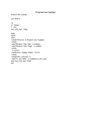 Program luas segitiga | DOCX