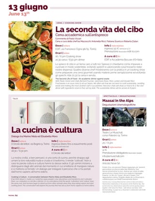 PAGINA 24
13 giugno
June 13th
A cura di | By
EDIT e Accademia Bocuse d’Or Italia
Orari | when
18 / 6 pm Cooking show
20.30...