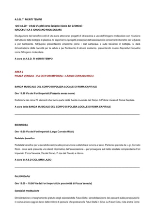 A.S.D. TI MERITI TEMPO
Ore 10.00 – 19.00 Via del corso (angolo vicolo del Grottino)
IDROCEUTICA E IDROGENO MOLECOLARE
Divu...