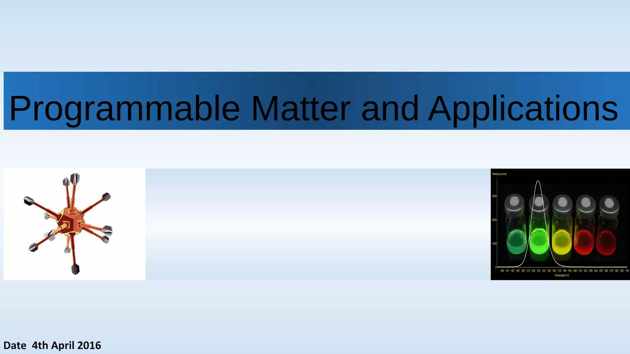 Programmable Matter and Applications
Date 4th April 2016
 