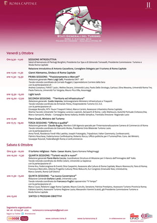 STATI GENERALI del TURISMO ROMA CAPITALE - 5-6 Ottobre 2012
