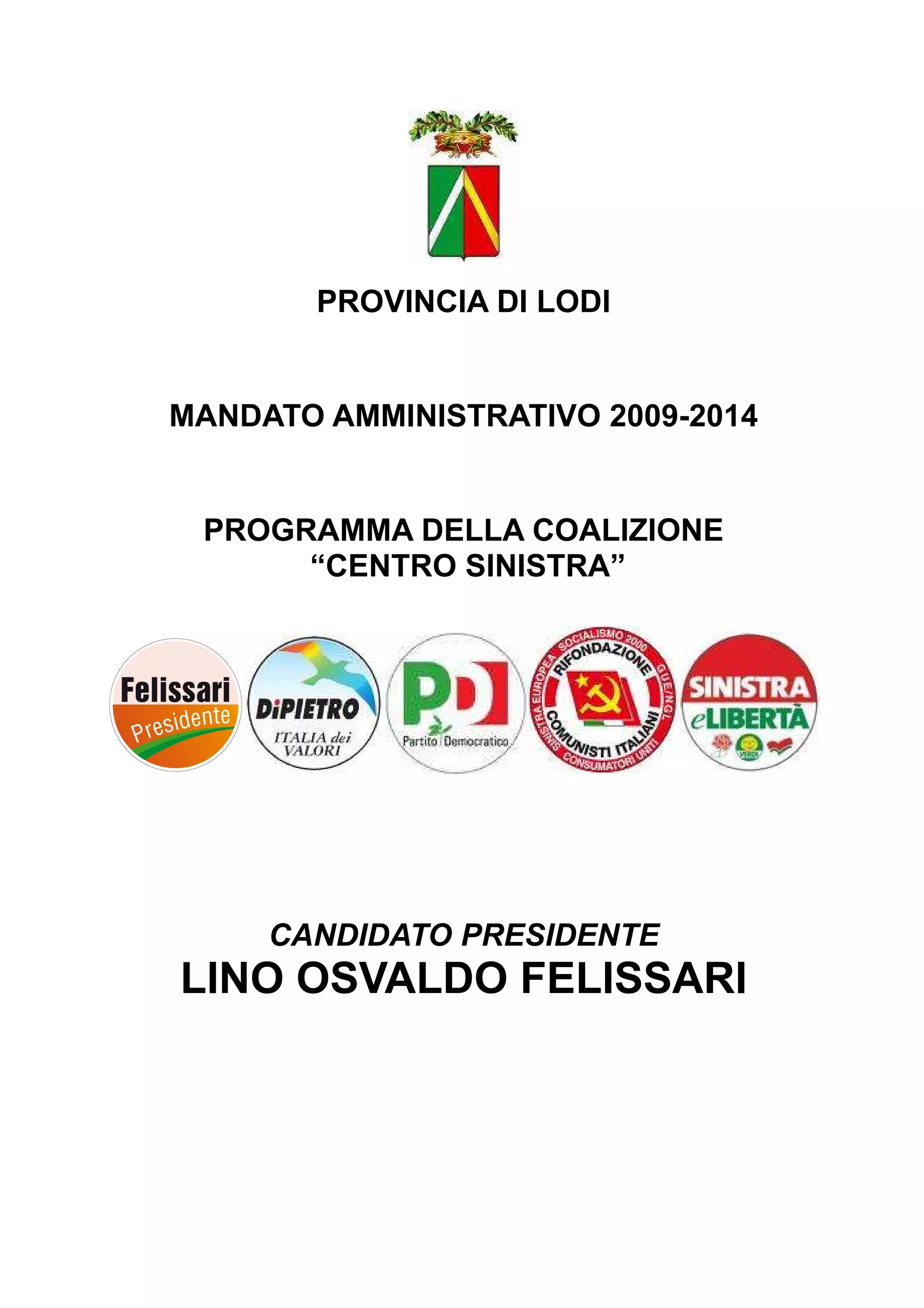 Programma Elettorale Provinciale2009 2014