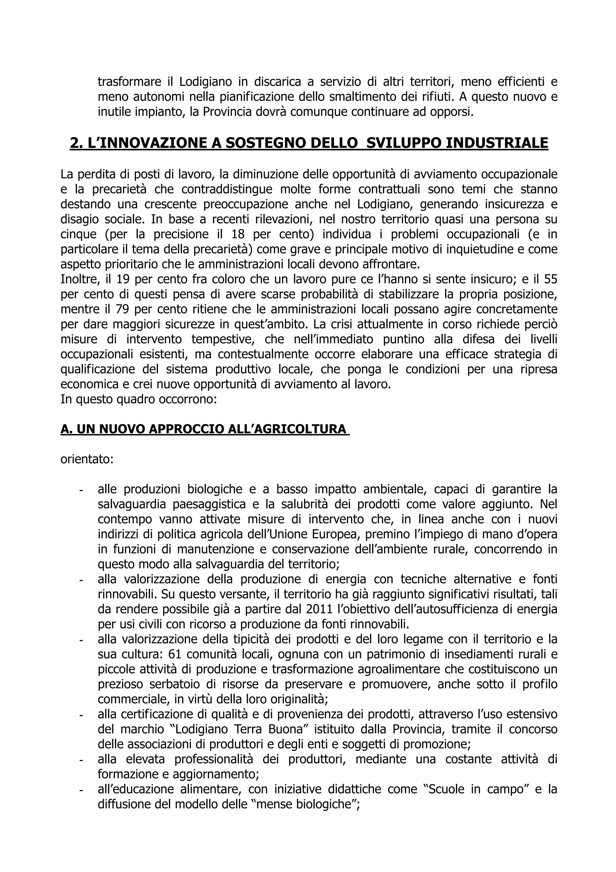 Programma Elettorale Provinciale2009 2014