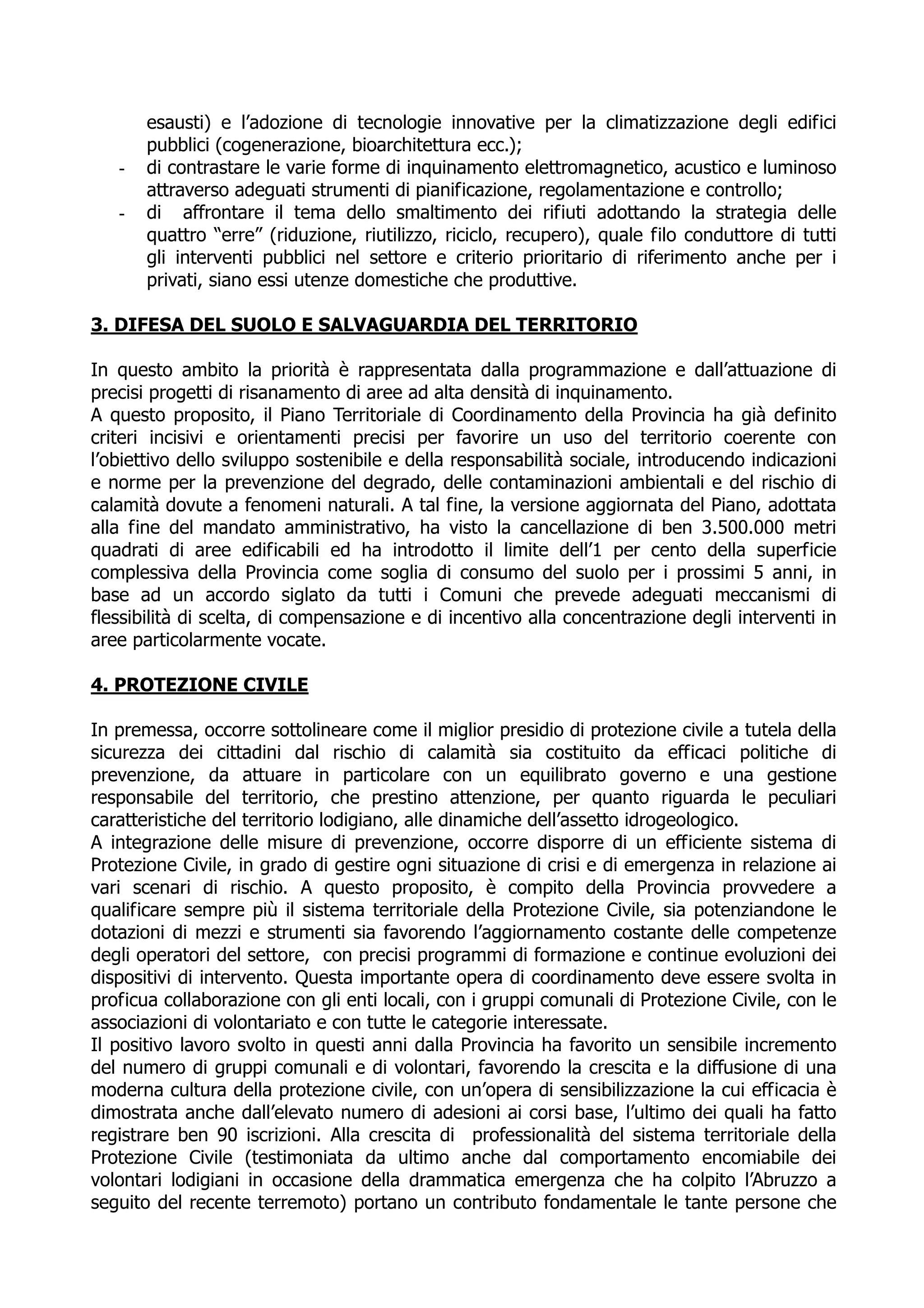 Programma Elettorale Provinciale2009 2014