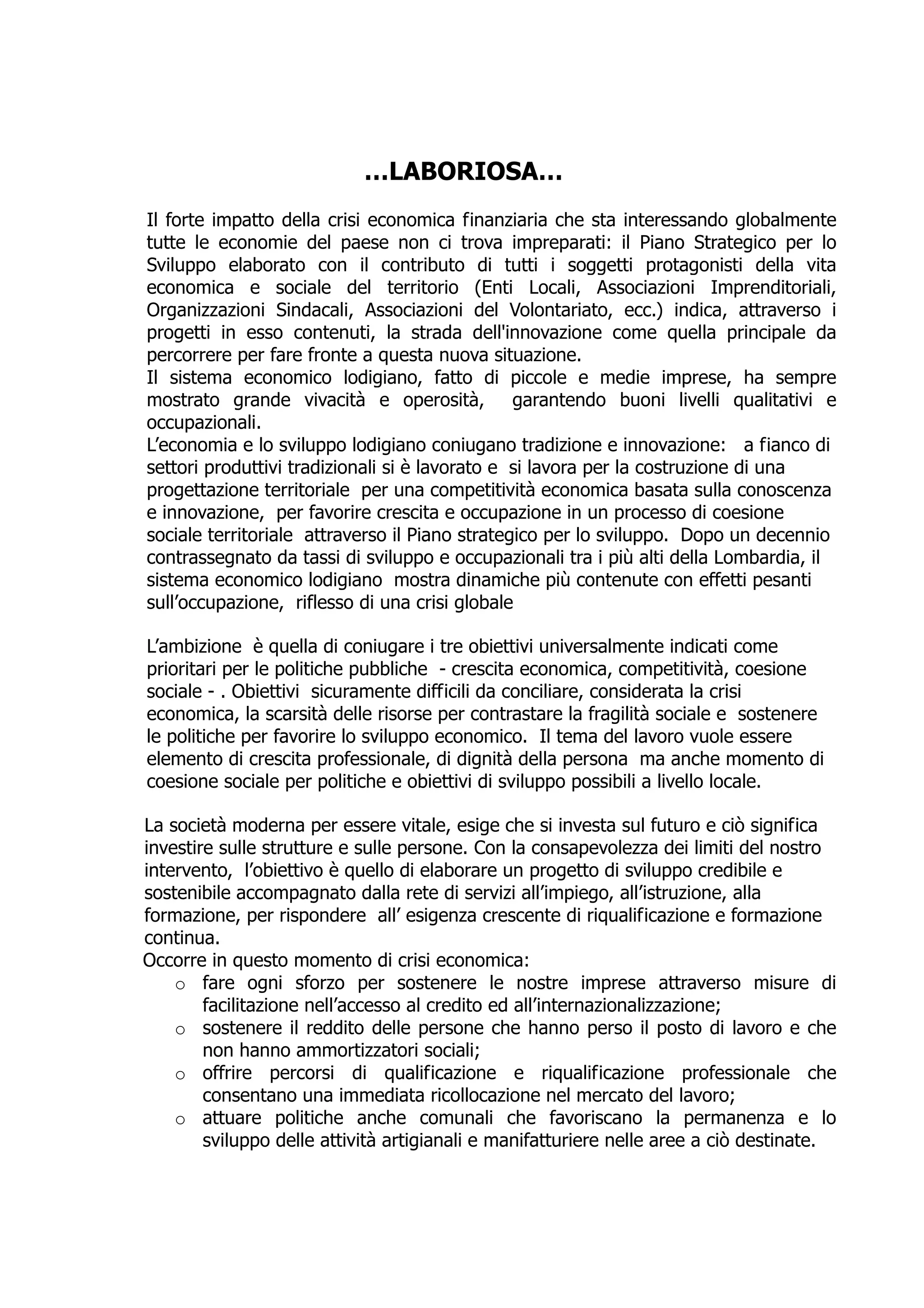 Programma Elettorale Provinciale2009 2014