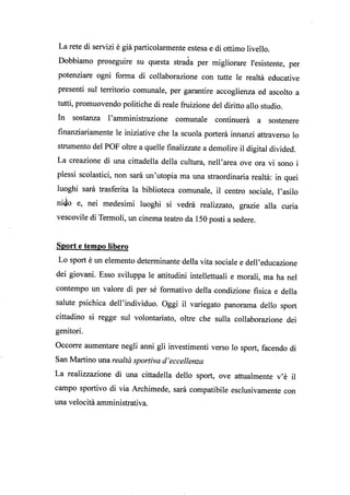 Programma elettorale unone per san martino