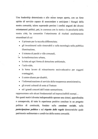 Programma elettorale unone per san martino