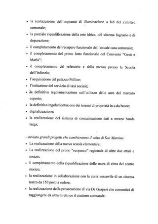 Programma elettorale unone per san martino
