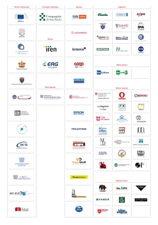 Partner istituzionali Principale sostenitore
Partner
Main Sponsor
Sponsor Supporter
Media partner
Partner culturali
Sponsor tecnici
 