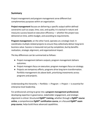 Program Management vs Project Management A Practical Guide for ...