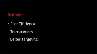 Answer
• Cost Efficiency
• Transparency
• Better Targeting
 