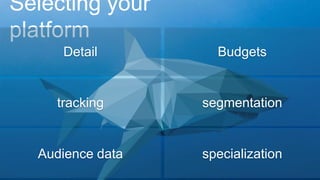 @Albright_C
Selecting your
platform
Detail Budgets
tracking segmentation
Audience data specialization
 