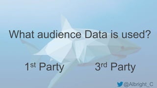 @Albright_C
What audience Data is used?
1st Party 3rd Party
 
