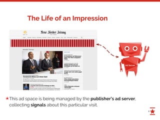 8
The Life of an Impression
This ad space is being managed by the publisher’s ad server,
collecting signals about this particular visit.
✭
 