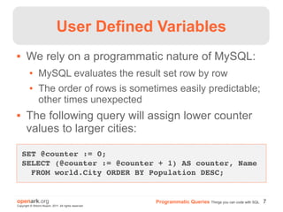 Programmatic queries: things you can code with sql | PDF | Databases ...